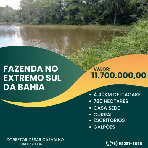 FAZENDA NO EXTREMO SUL DA BAHIA - 780 HECTARES