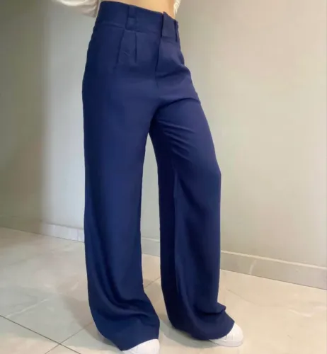 Calça alfaiataria azul marinho G