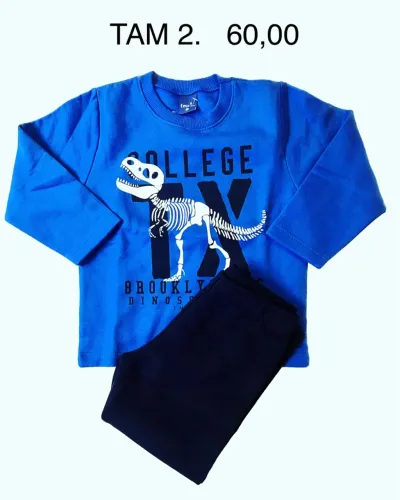   3 Kit Conjunto Infantil Dinossauro - Tam 2 menino 