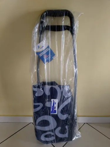 Carinho de compras de lona estampado preto