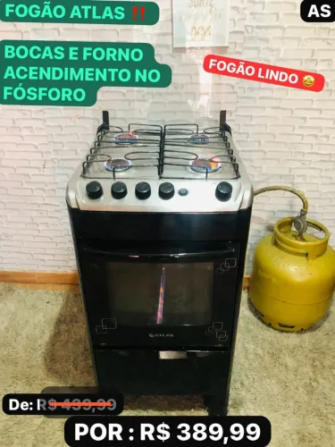 Fogão atlas 4 bocas preto