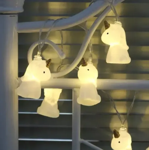 NOVO Cordão Fio De Luz Led Unicórnio Branco Decoração Youtuber 2 Metros