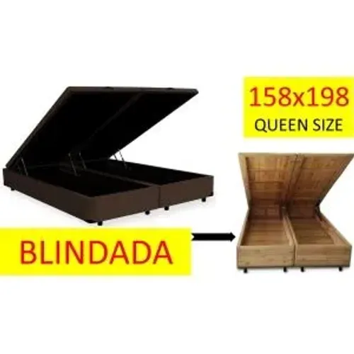 Box Queen Baú Blindada 1,58 Madeira maciça Premium 1,58 44 cm 