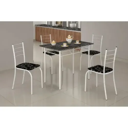 Mesa Com 4Cds Rio Base Realeza Tampo em MDP Preto/Branco Teixeira - Entrega Rápida!