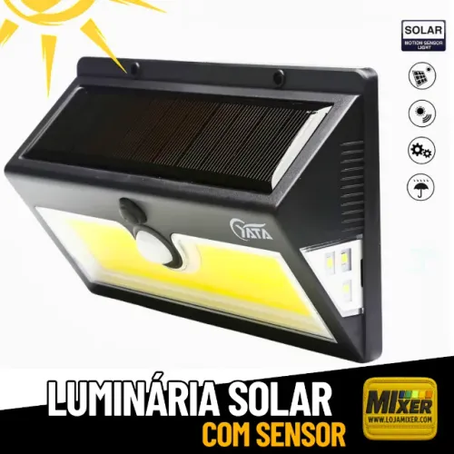 Luminária Solar Parede 64 Leds Sensor Presença 3 Funções 13w _ CS242