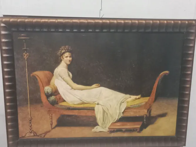 Quadro antigo gravura moldura madeira 