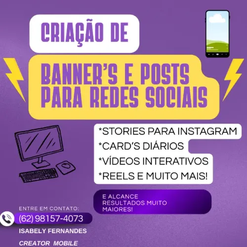 Criação de Card's e Stories para redes sociais - confira!