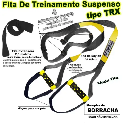 Fita De Suspensão Tipo trx Várias Cores Treinamento Suspenso Musculação Yoga Pilates Acade