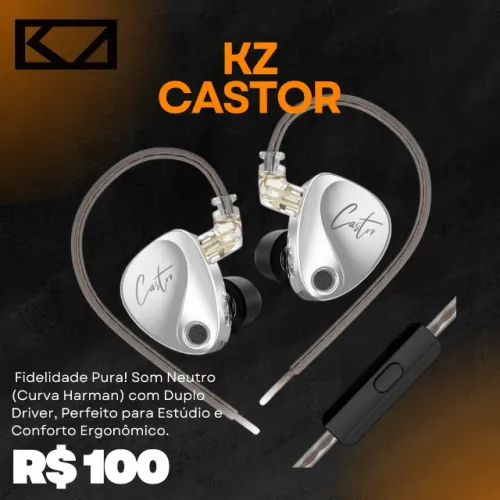 Fone KZ CASTOR Harman Target com MIC