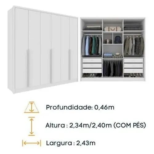 Guarda roupas grande 6 portas 6 gavetas (peça nova)