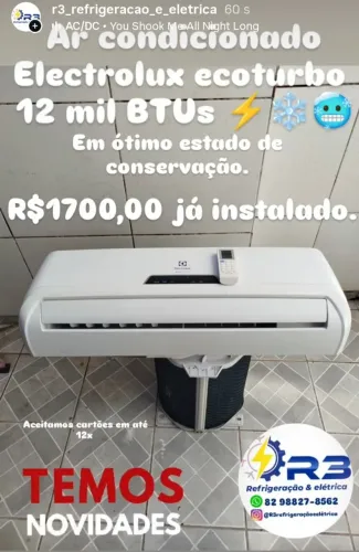 Ar condicionado Electrolux 12 mil BTUs. Já instalado.