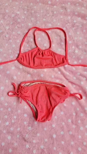 Biquíni rosa fluorescente infantil 
