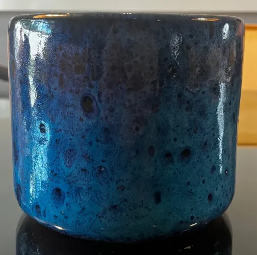 Vaso em barro -cor azul