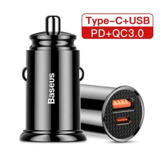 Carregador Veicular Rápido 30W Baseus PPS PD3.0 / QC4.0+ / SCP / QC3.0 / AFC