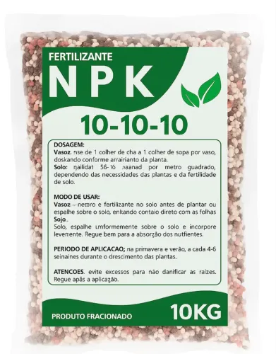 Fertilizante NPK 10-10-10 Granulado - Uso Geral em Plantas, Hortas e Jardins 