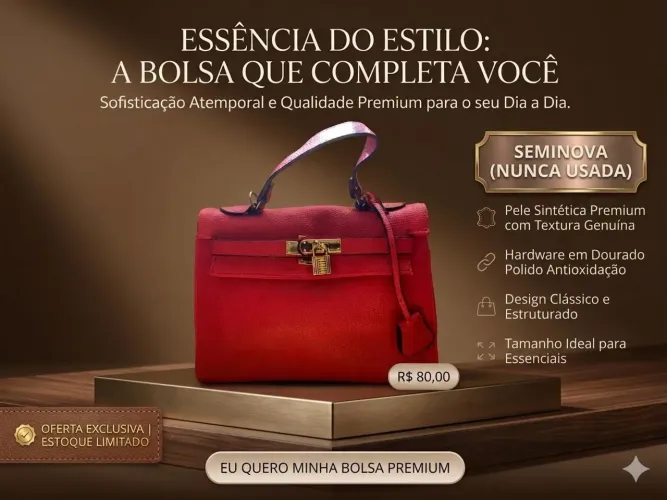 Baixou! Bolsa seminova ( nunca usada)