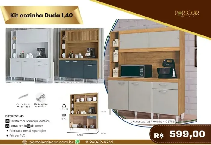 Kit Cozinha Duda 1,40, a pronta entrega
