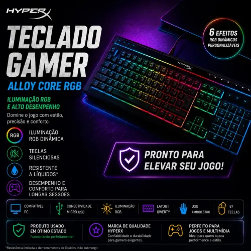 Teclado Gamer HyperX Alloy Core RGB GAMMING