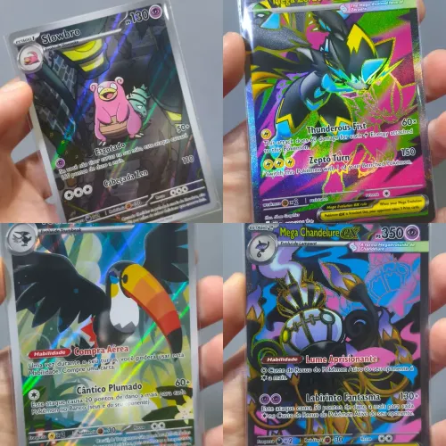 04 CARTAS POKÉMON DE ILUSTRAÇÕES RARAS - COLEÇÃO ESCURIDÃO ABSOLUTA