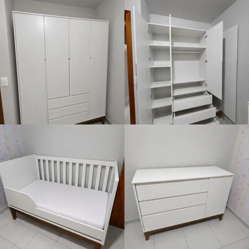 Quarto de Bebê Completo (Matic) - Guarda-roupa, Cômoda e Berço
