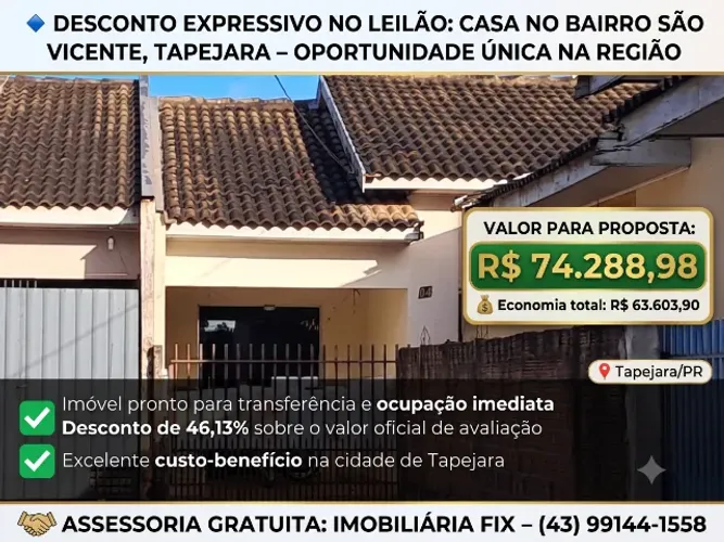 Oferta em destaque ? Casa no Lot São Vicente, Tapejara - PR,, 3 quartos, 1 vaga, 12