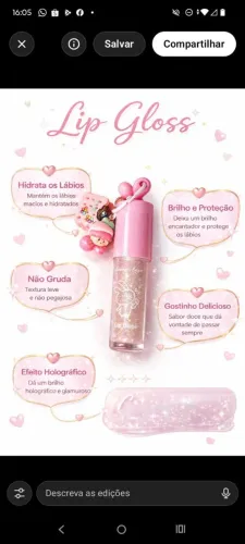 Gloss labial com chaveiro, lip gloss