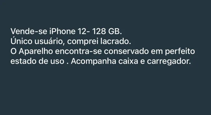Vende se iPhone 12 -128 GB - único usuário