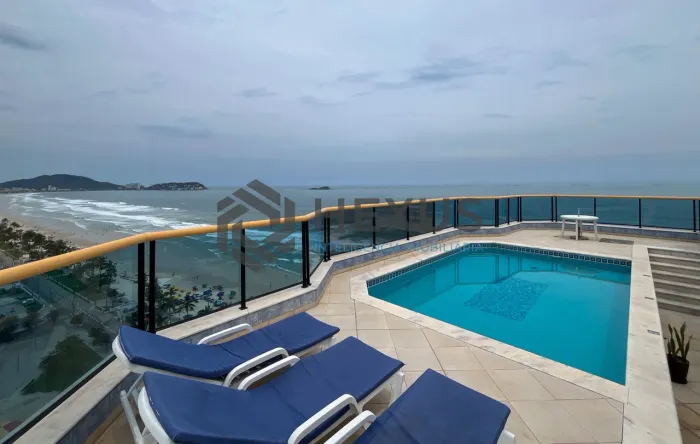 Cobertura de alto padrão com varanda vista mar e lazer na beira mar da Praia da Enseada, G