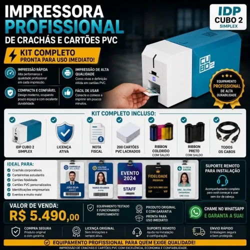 OPORTUNIDADE: IMPRESSORA PROFISSIONAL DE CRACHÁS E CARTÕES PVC