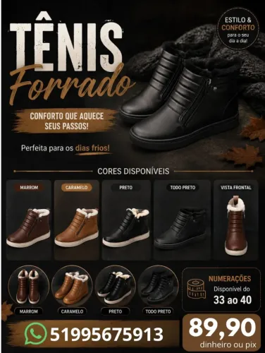 Tênis forrado