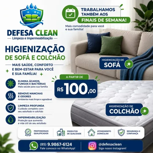 Limpeza, higienização e impermeabilização de estofados