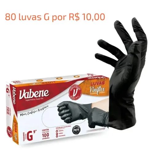 80 luvas G (sem uso, caixa aberta)