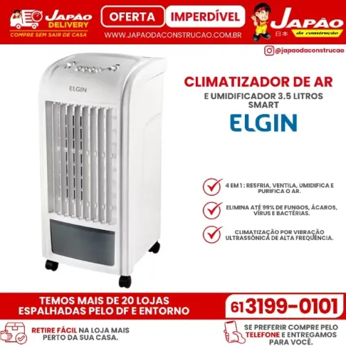 Climatizador e Umidificador de Ar 3.5L Smart Elgin (Retire na Loja Mais Próxima de Você).