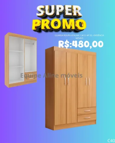 Guarda Roupas infantil 4 portas / 3 cores disponíveis / pague na entrega