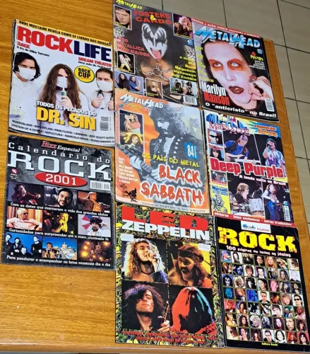 LOTE CONTENDO 8 REVISTAS - ROCK E HEAVY METAL - ARTISTAS DIVERSOS