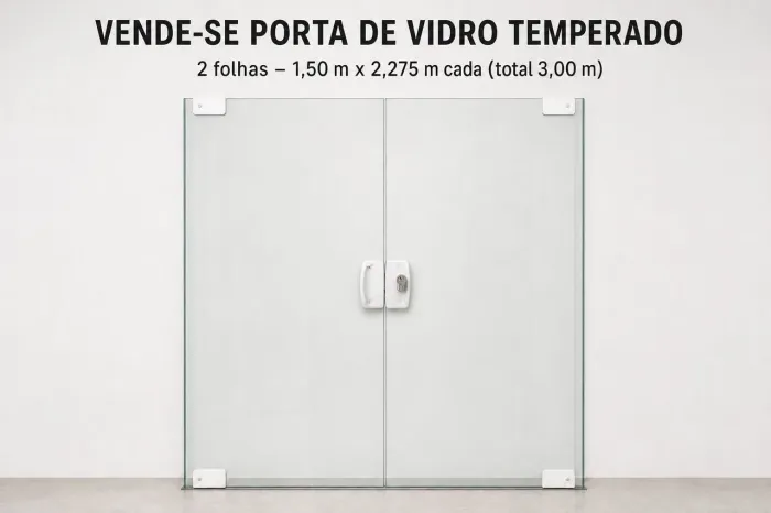 porta de vidro temperado 3,00 x 2,275