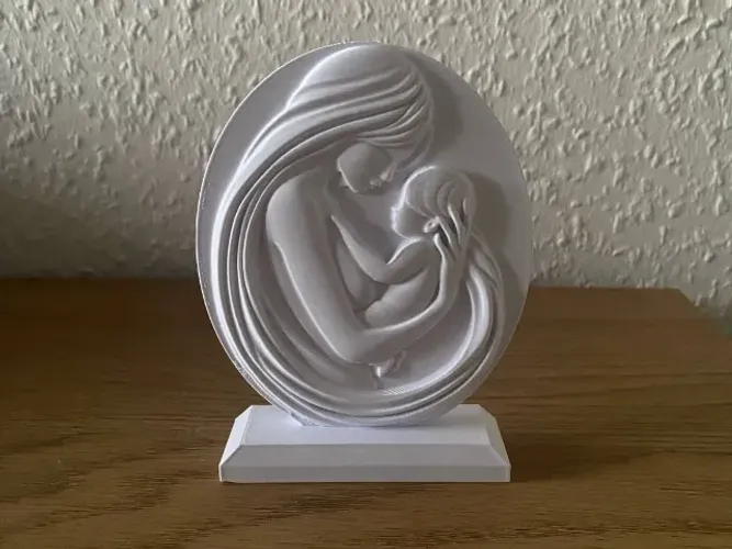 Escultura Decorativa Mãe e Filho Relevo 3D - Presente Dia das Mães