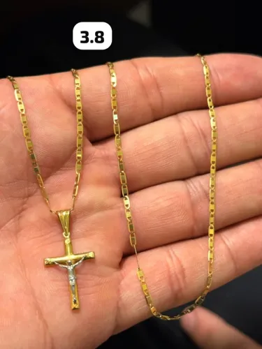 Corrente Piastrine de ouro 3.3g 18k procedência garantia eterna