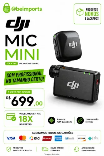 Microfone DJi MIC MINI 1TX + 1RX ( novos/Lacrados) Parcelamos em até 18X