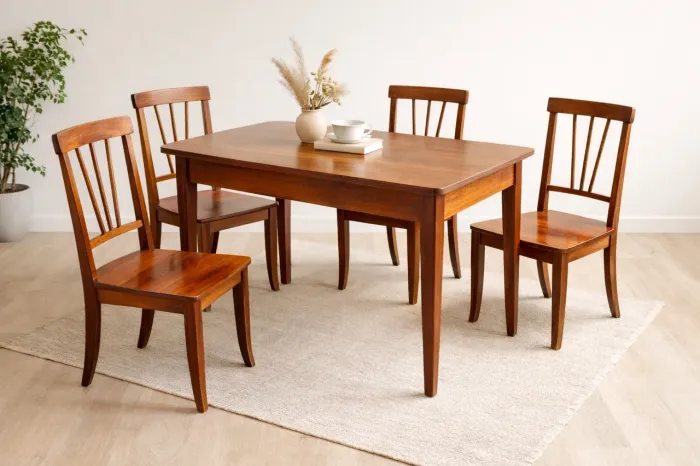 Mesa completa com cadeiras madeira