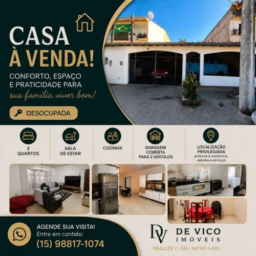 Oportunidade perfeita para você!, Casa à Venda | 3 Quartos + Garagem para 2 Veículos