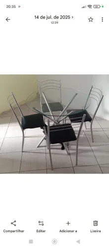 JOGO MESA TAMPO DE VIDRO COM 4 CADEIRAS