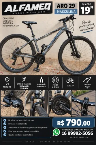 ? Bicicleta Alfameq Aro 29 - Quadro 19 - 21 Marchas Preço: R$ 790