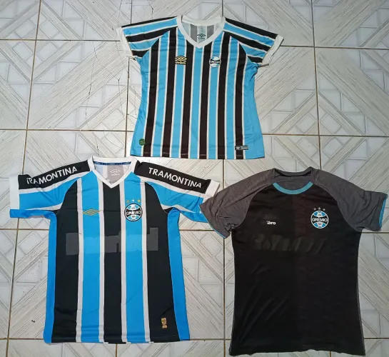 3 camisas do grêmio oficial e original duas masculinas e 1 feminina 