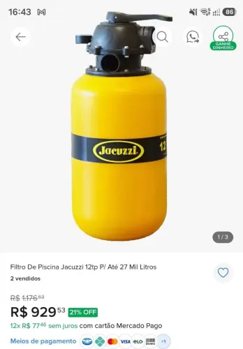 Bomba com filtro de piscina