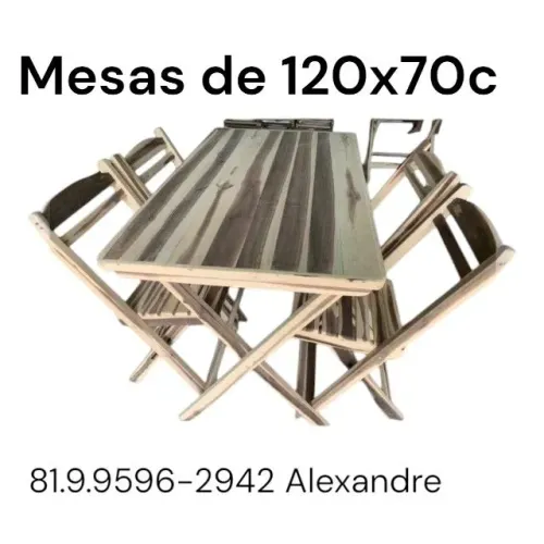 Temos Mesas de 120x70cm 