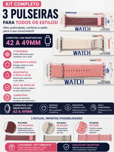 KIT PULSEIRAS SMARTWATCH 