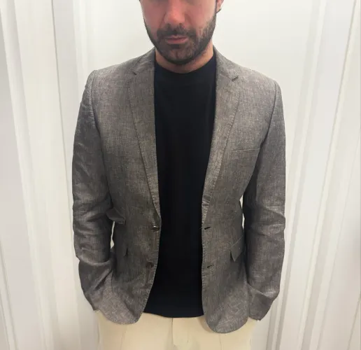 Blazer H&M, masculino M, Blazer cinza, terno cinza escuro 