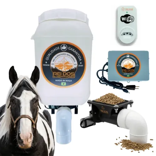 Alimentador Automático de Ração 25L p/ Cães, Galinhas, Peixes, Cavalos com Timer WiFi Plug