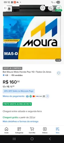 Bateria para pop 110